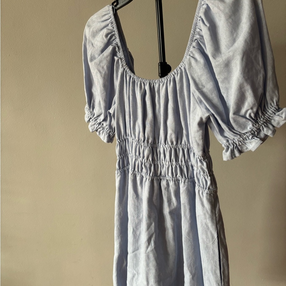 Copper Key Sky Blue Gathered Dress - Picture 5 of 5